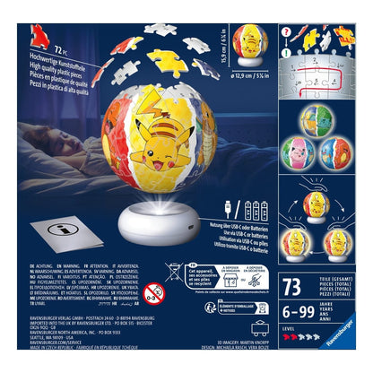 Ravensburger Pokemon 3D Puzzle Ball Night Light Globe LED Edition 216 Piece Jigsaw Puzzle 4005555080534
