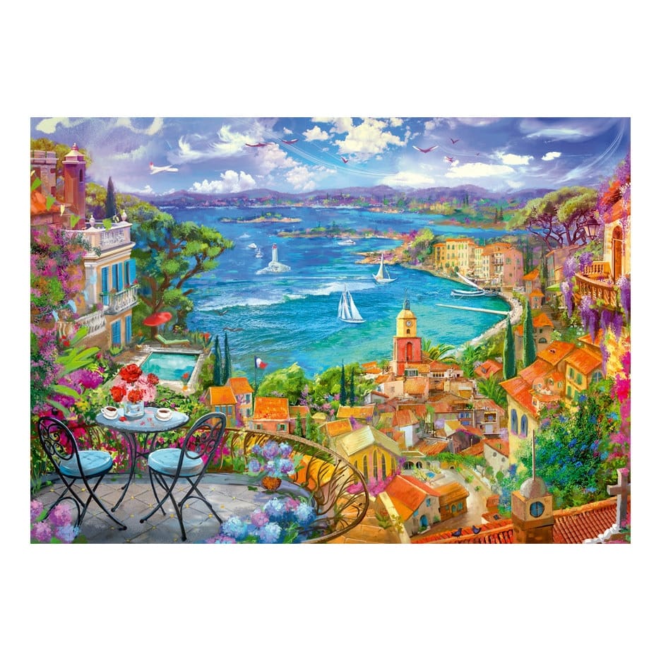 Ravensburger St. Tropez 1000 Piece Jigsaw Puzzle Featuring French Riviera Harbor With Boats And Balcony View 4005555018247