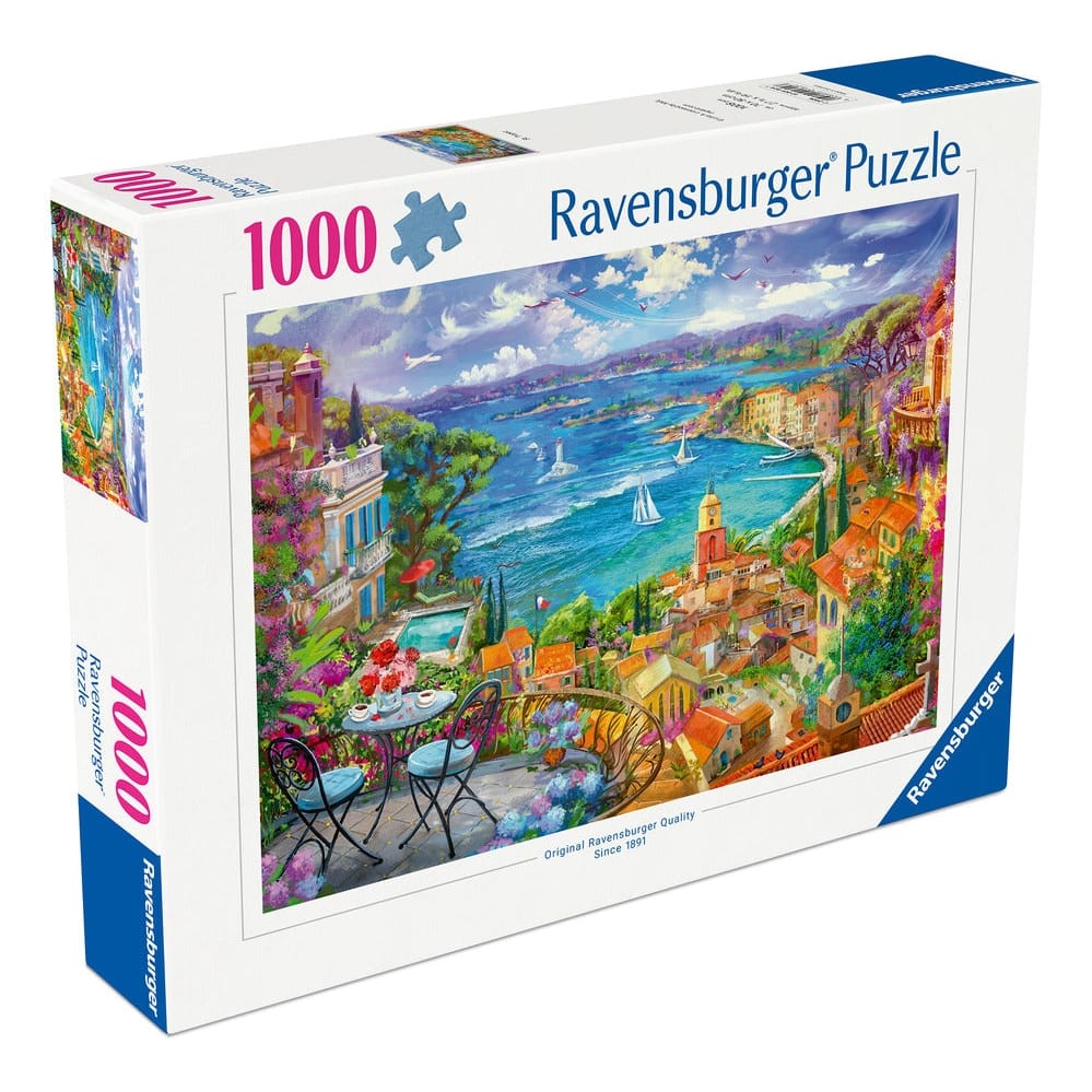 Ravensburger St. Tropez 1000 Piece Jigsaw Puzzle Featuring French Riviera Harbor With Boats And Balcony View 4005555018247