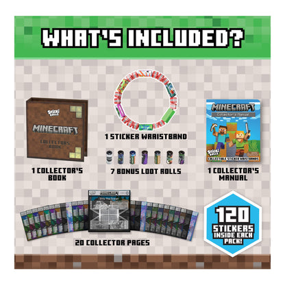 Sticki Rolls Minecraft Collectors Book with Wristband and 120 Stickers 850075333752