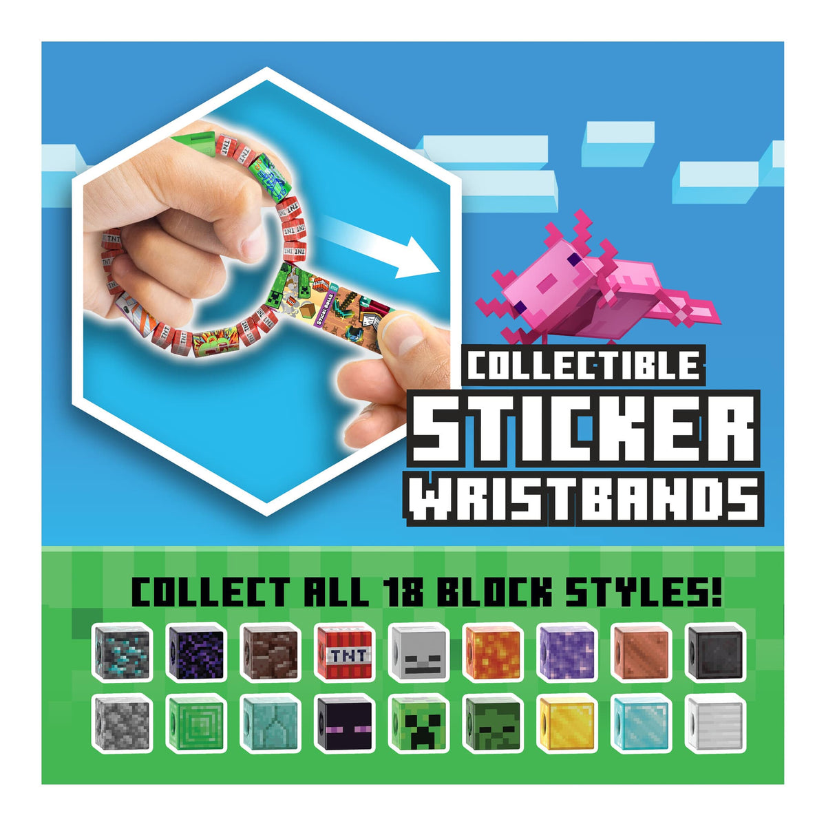 Sticki Rolls Minecraft Collectors Book with Wristband and 120 Stickers 850075333752