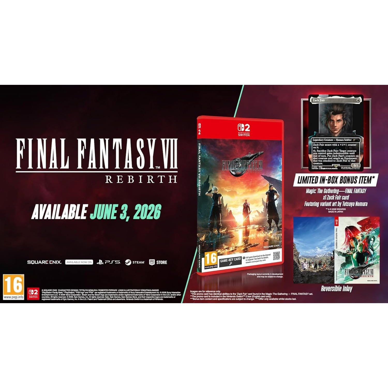 Final Fantasy VII Rebirth Nintendo Switch 2 Zack MTG Card