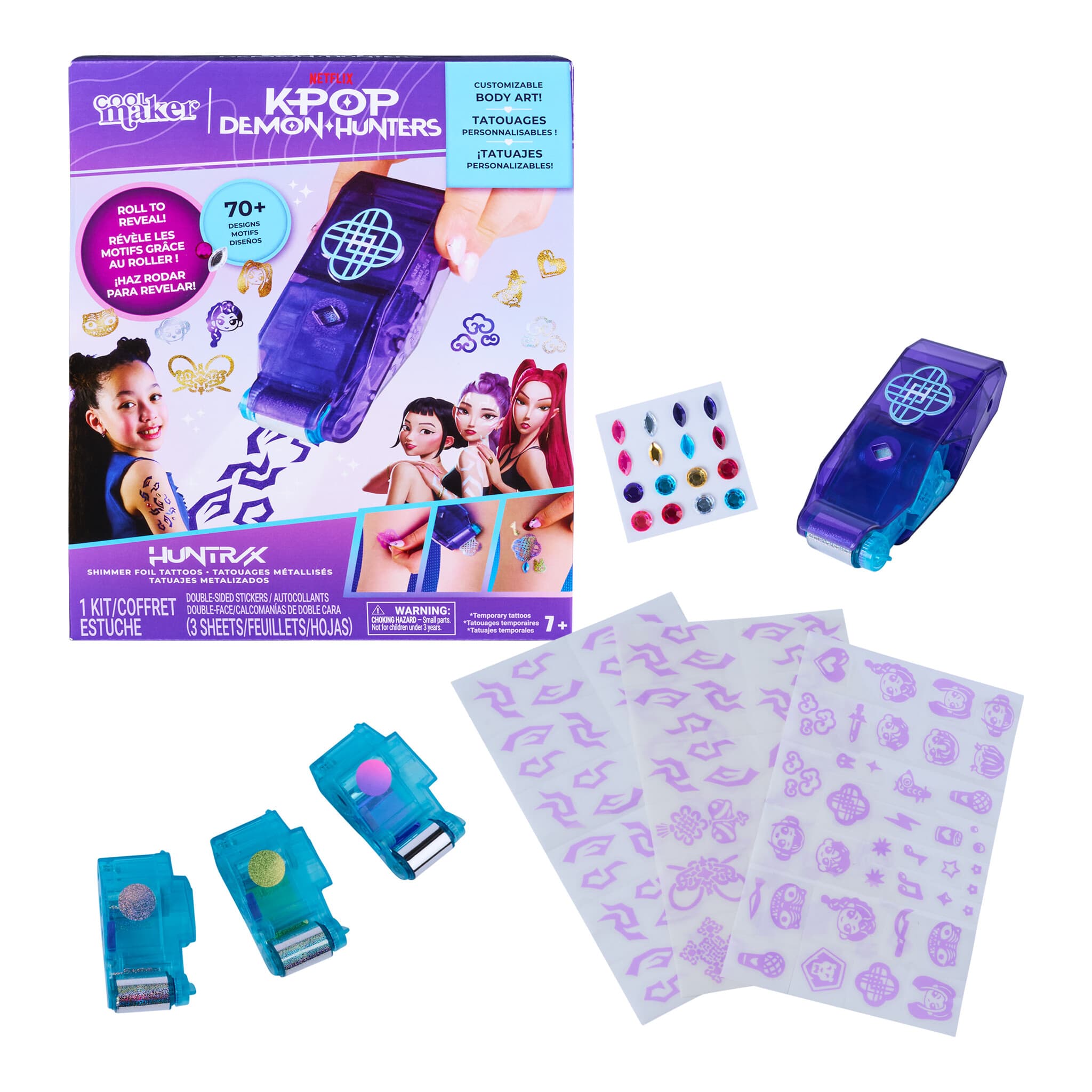 Cool Maker KPop Demon Hunters Shimmer Me Foil Tattoo Kit 681147144019
