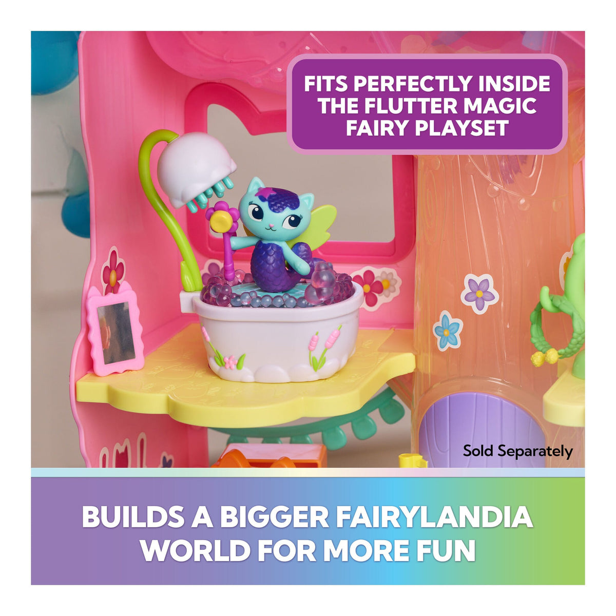 Gabby's Dollhouse Fairylandia MerCat's Fairy Bathroom 12-Piece Playset 681147133419