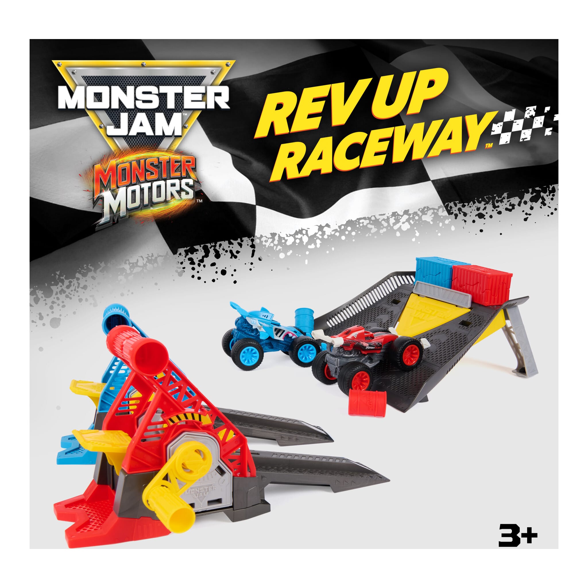 Monster Jam Monster Motors 1:64 Rev Up Raceway Playset 681147146112