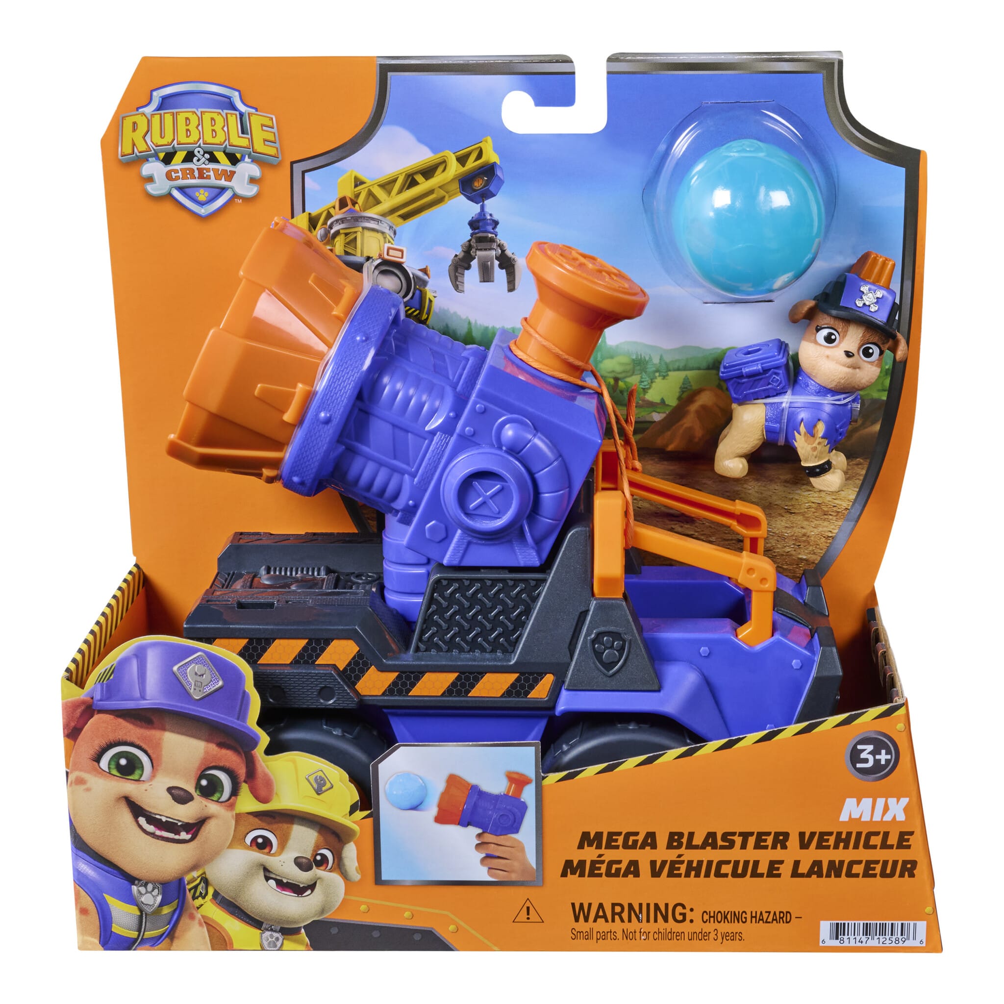 Rubble & Crew Mix Mega Blaster 2-in-1 Construction Vehicle with Figure 681147125896