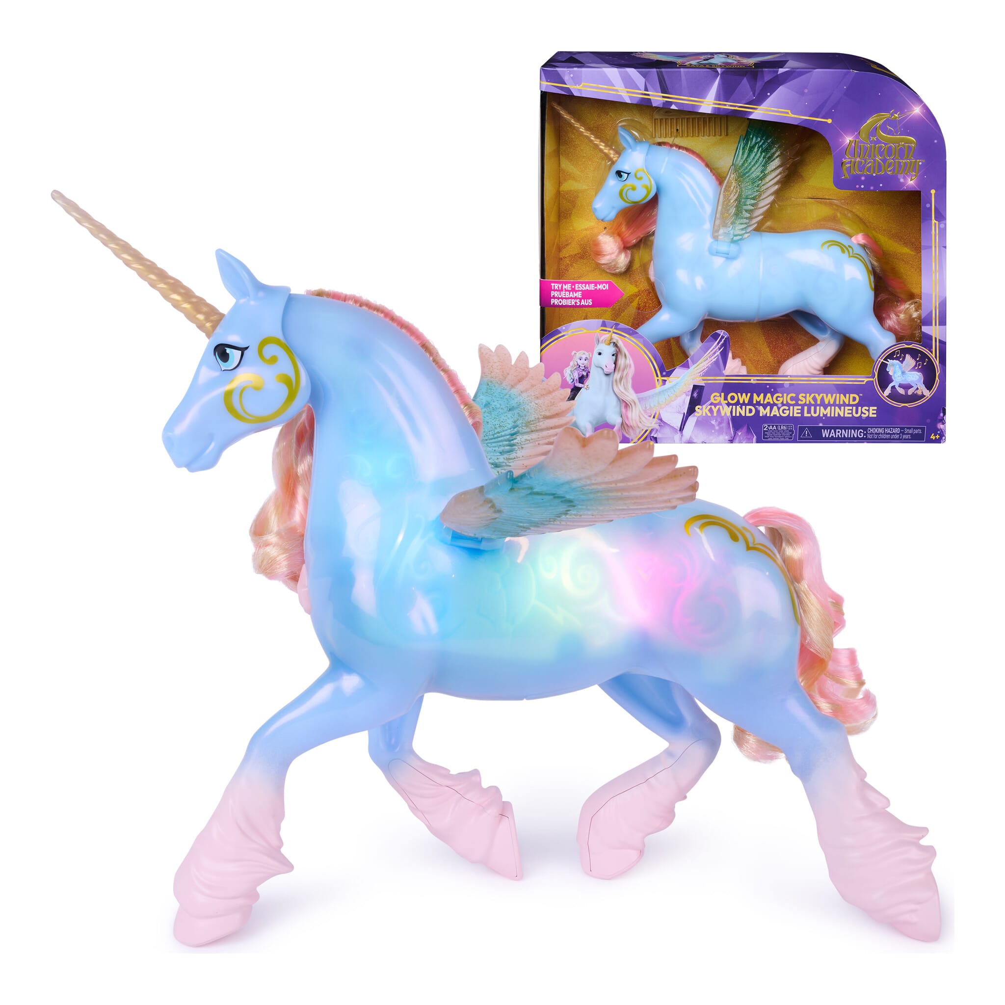 Unicorn Academy Glow Magic Skywind Interactive Unicorn with Lights and Sounds 681147120952