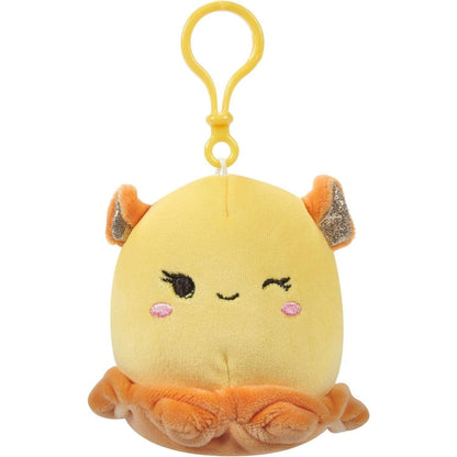 Squishmallows 3.5 Inch Clip-On 5 Pack - Blue Skunk, Cream Bat, Purple Beetle, Lime Greem Llama, Yellow Dumbo Octopus 196566414143