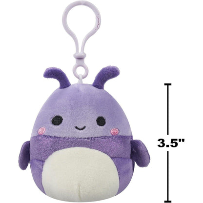 Squishmallows 3.5 Inch Clip-On 5 Pack - Blue Skunk, Cream Bat, Purple Beetle, Lime Greem Llama, Yellow Dumbo Octopus 196566414143