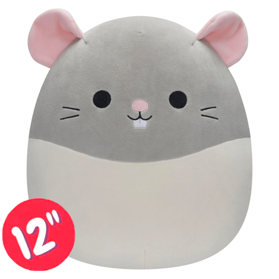 Squishmallow Kellytoy Plush 12" Rusty the Grey and White Rat 196566164017