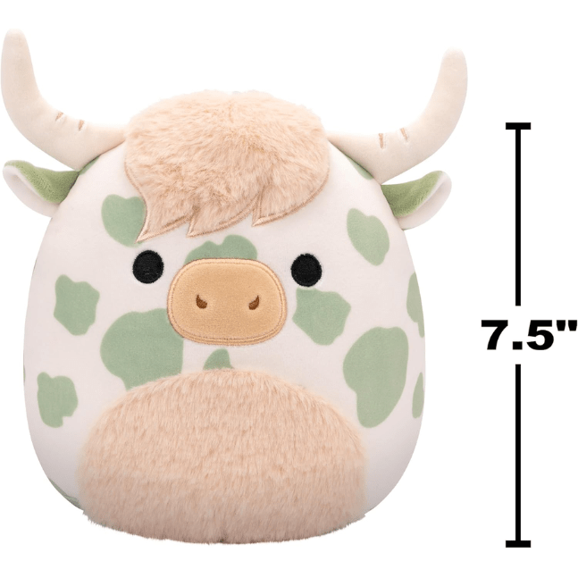 Squishmallow Kellytoy Plush 7.5" Celestino The Green Spotted Highland Cow 196566452312