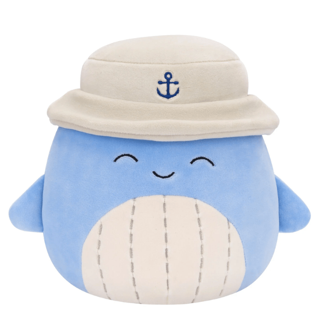 Squishmallow Kellytoy Plush 7.5" Samir The Whale Shark with Bucket Hat 196566452466