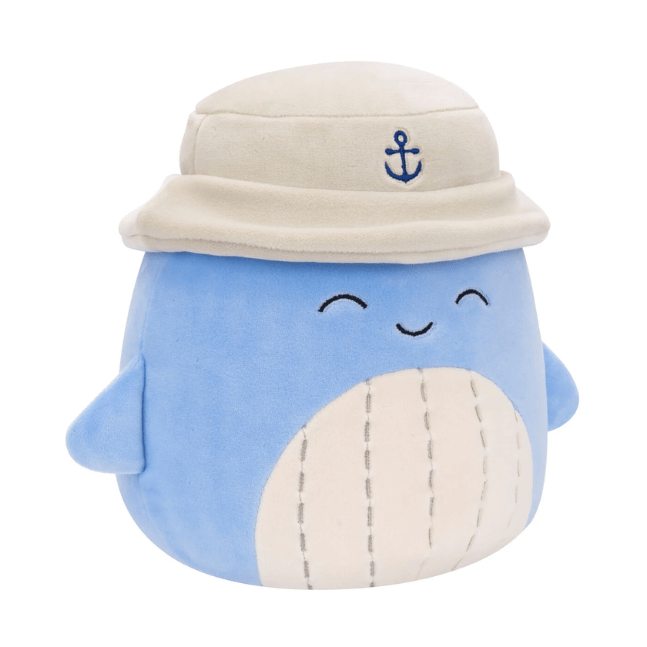 Squishmallow Kellytoy Plush 7.5" Samir The Whale Shark with Bucket Hat 196566452466