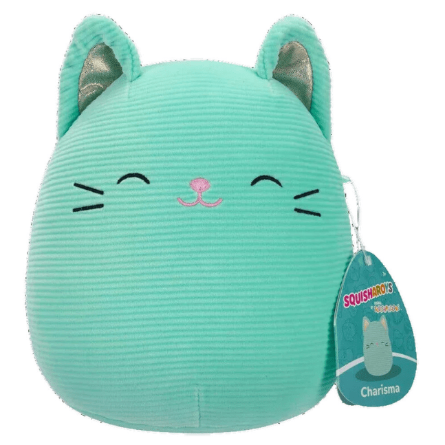 Squishmallow Squisharoys 7.5” Plush - Charisma The Corduroy Mint Cat Closed Eyes 196566451407