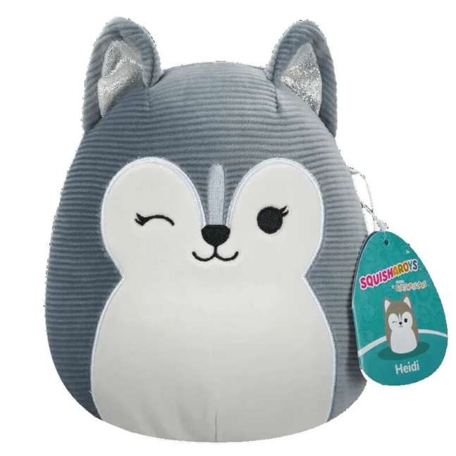 Squishmallow Squisharoys 7.5” Plush - Heidi The Corduroy Winking Grey Husky 196566451438