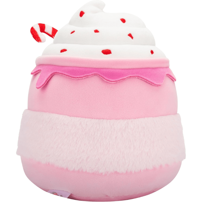 Squishmallow Kellytoy Christmas Plush 7.5" Ethel the Pink Candy Cane Hot Chocolate