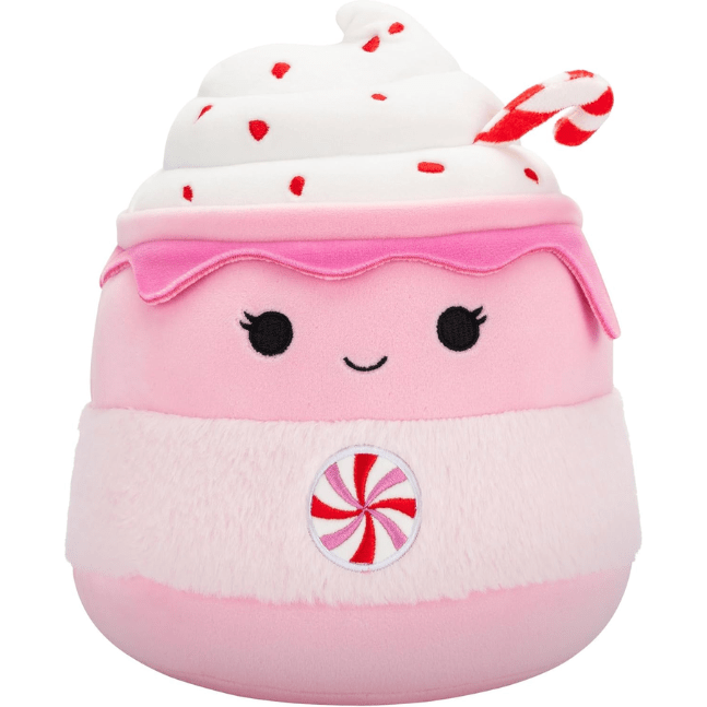 Squishmallow Kellytoy Christmas Plush 7.5" Ethel the Pink Candy Cane Hot Chocolate