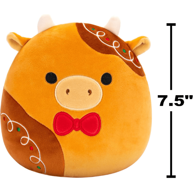 Squishmallow Kellytoy Christmas Plush 7.5" Jericho the Gingerbread Cow