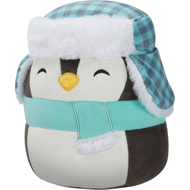 Squishmallow Kellytoy Christmas Plush 7.5" Luna the Black Penguin with Hat and Scarf