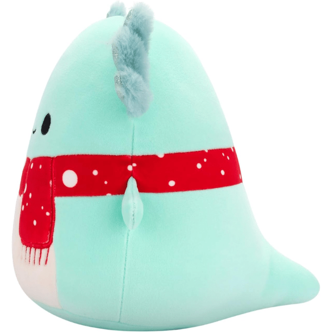 Squishmallow Kellytoy Christmas Plush 7.5" Richie the Teal Axolotl with Red Spotted Scarf