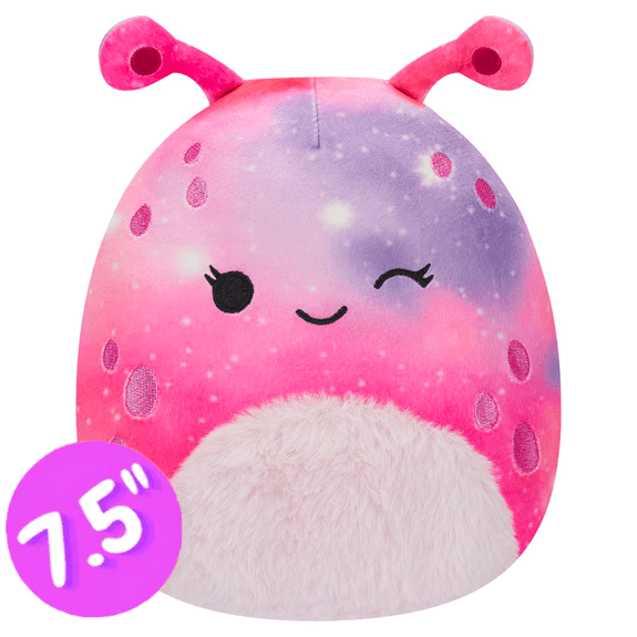 Squishmallow Kellytoy Plush 7.5" Loraly The Winking Pink and Purple Alien with Fuzzy Belly