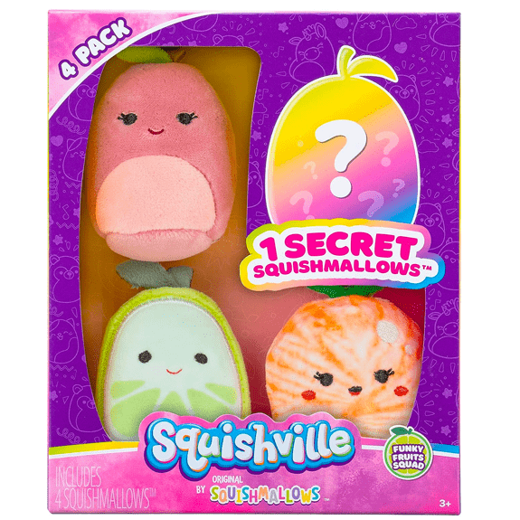 Squishville Mini Squishmallow 4 Pack - Funky Fruits Squad 191726467373