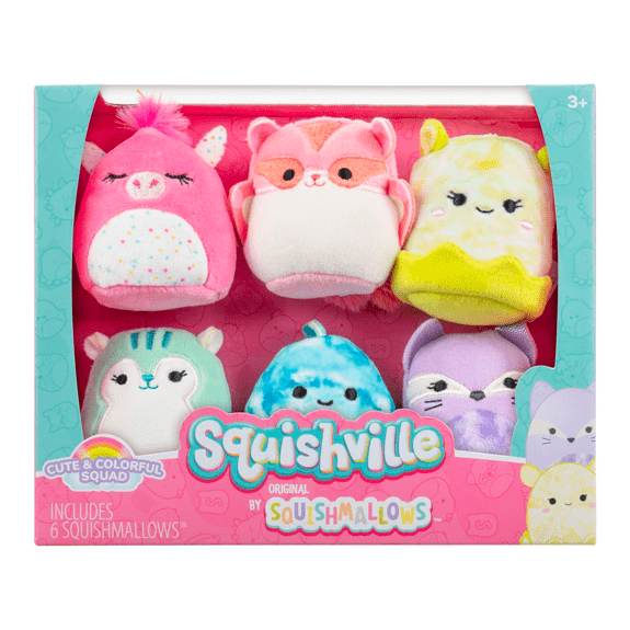 Squishville Mini Squishmallow 6 Pack: Cute & Colourful Squad 191726877011