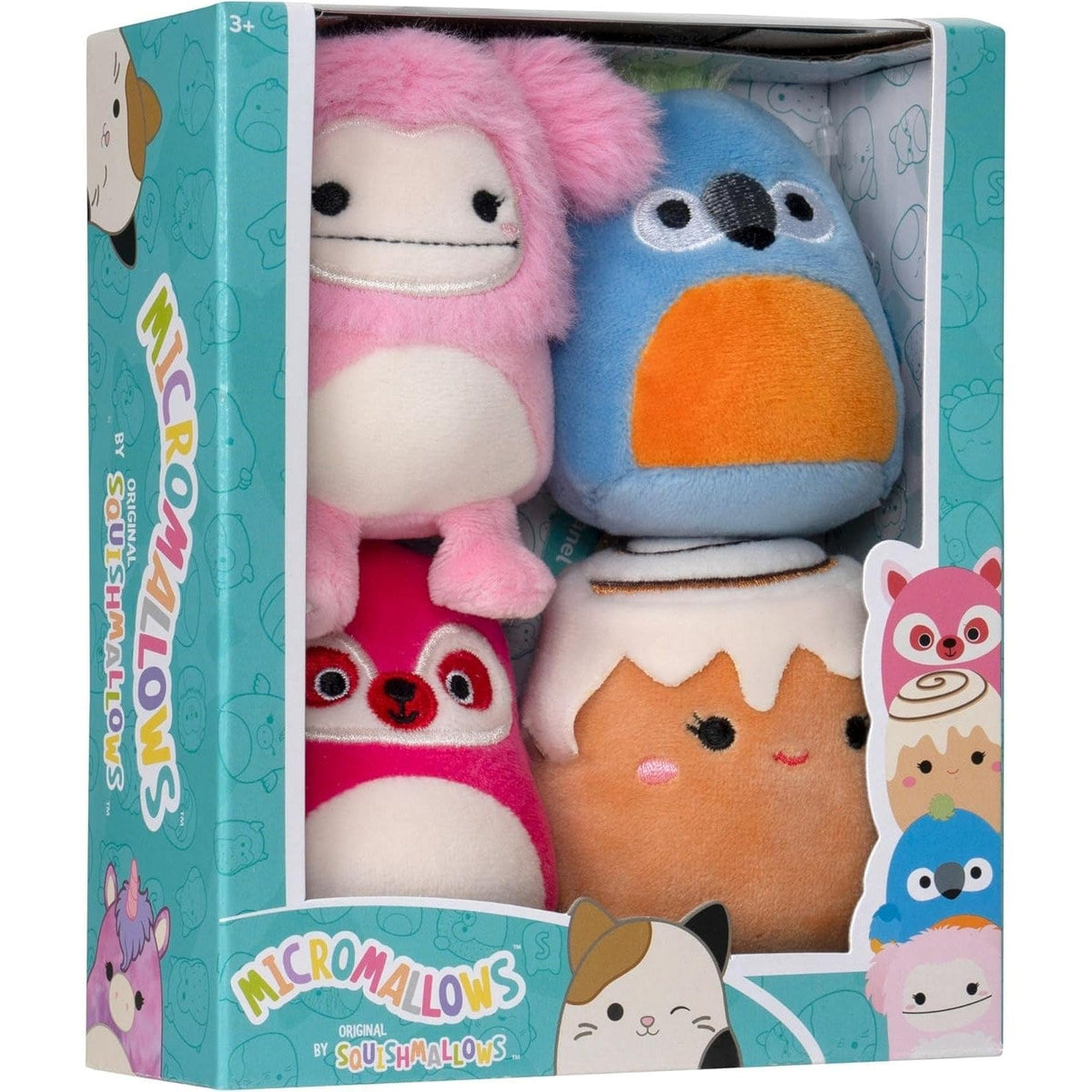 Micromallows by Squishmallow  2.5 Inch Plush - Brina Bigfoot, Chanel Cinnamon Roll, Lucia Lemur, Tenise Parrot 191726747963