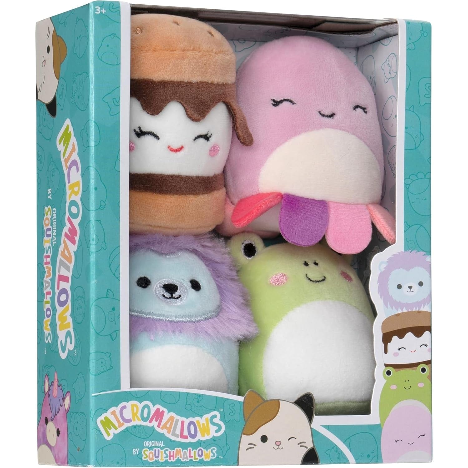 Micromallows by Squishmallow  2.5 Inch Plush - Carmelita S'mores, Jeanne Octopus, Luciano Lion, Wendy Frog 191726747956