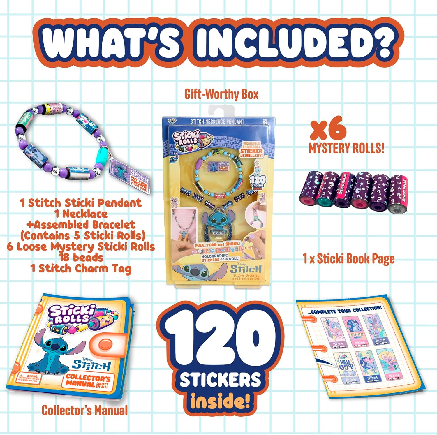 Sticki Rolls Disney Stitch Pendant Pack 850068290154