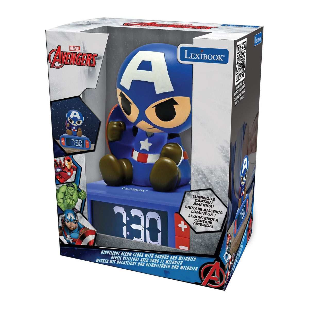 Lexibook Marvel Captain America Night Light Alarm Clock