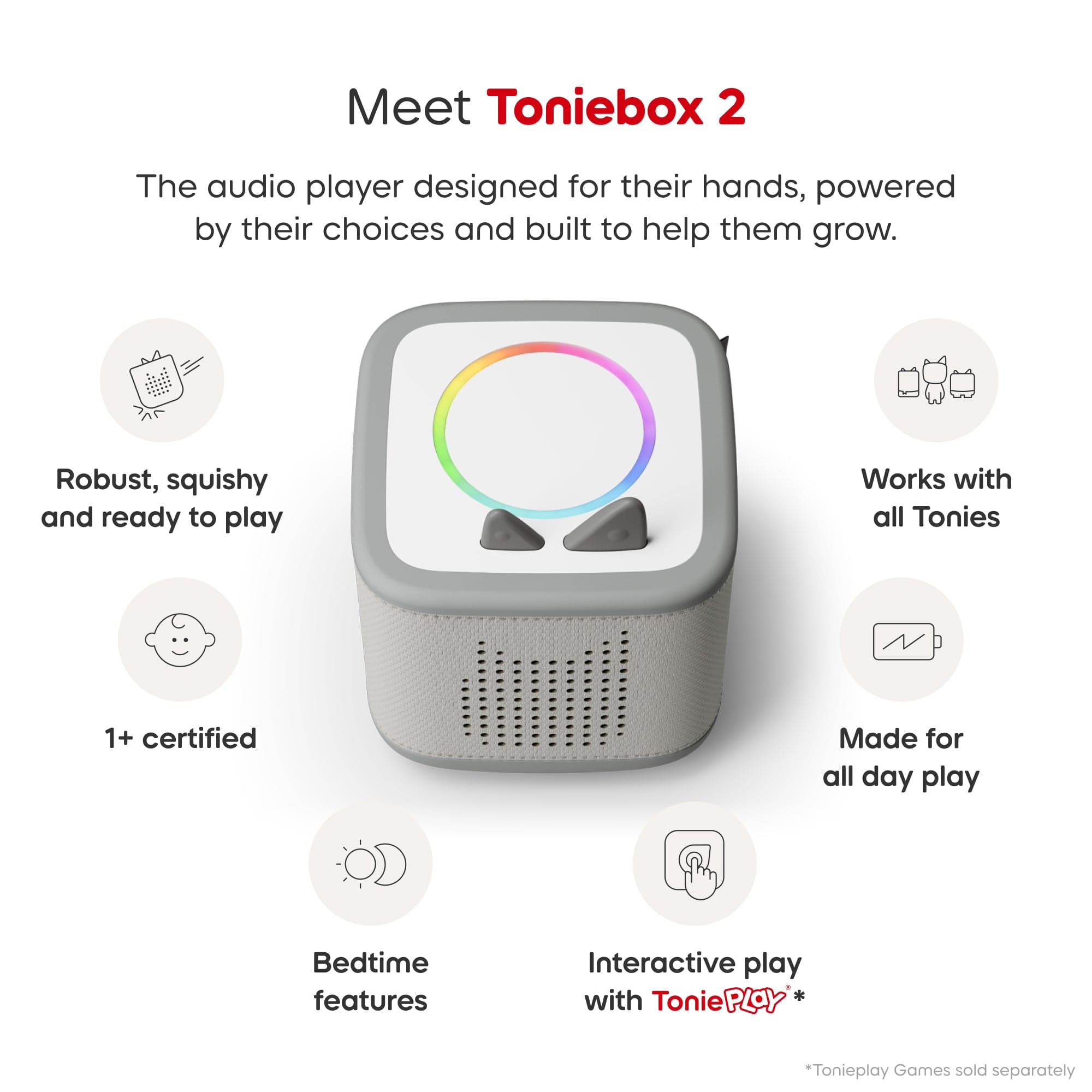 TONIES Moon Grey Toniebox 2 Starter Set with Creative Tonie 4251192167743