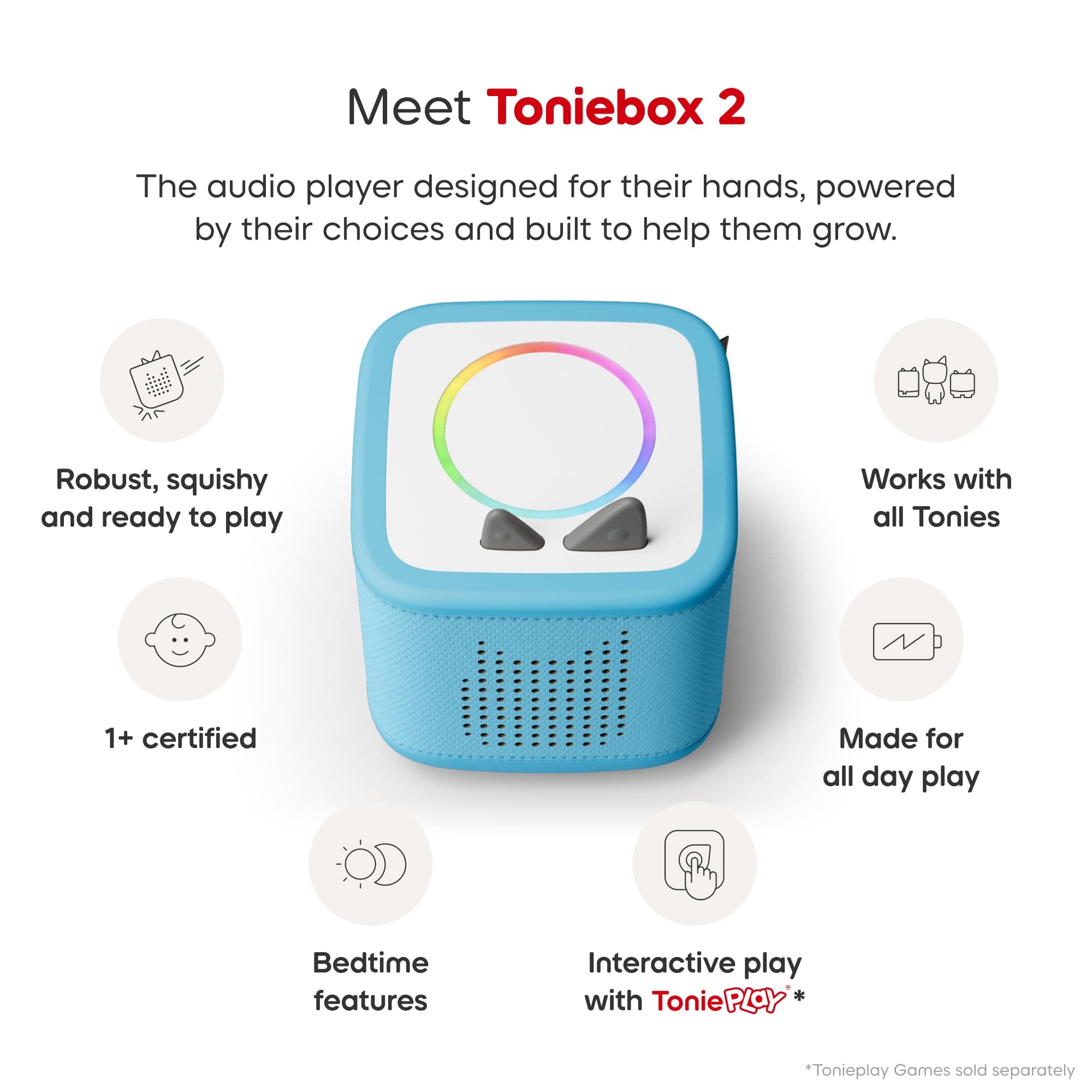 TONIES Sky Blue Toniebox 2 Starter Set with Creative Tonie 4251192163882