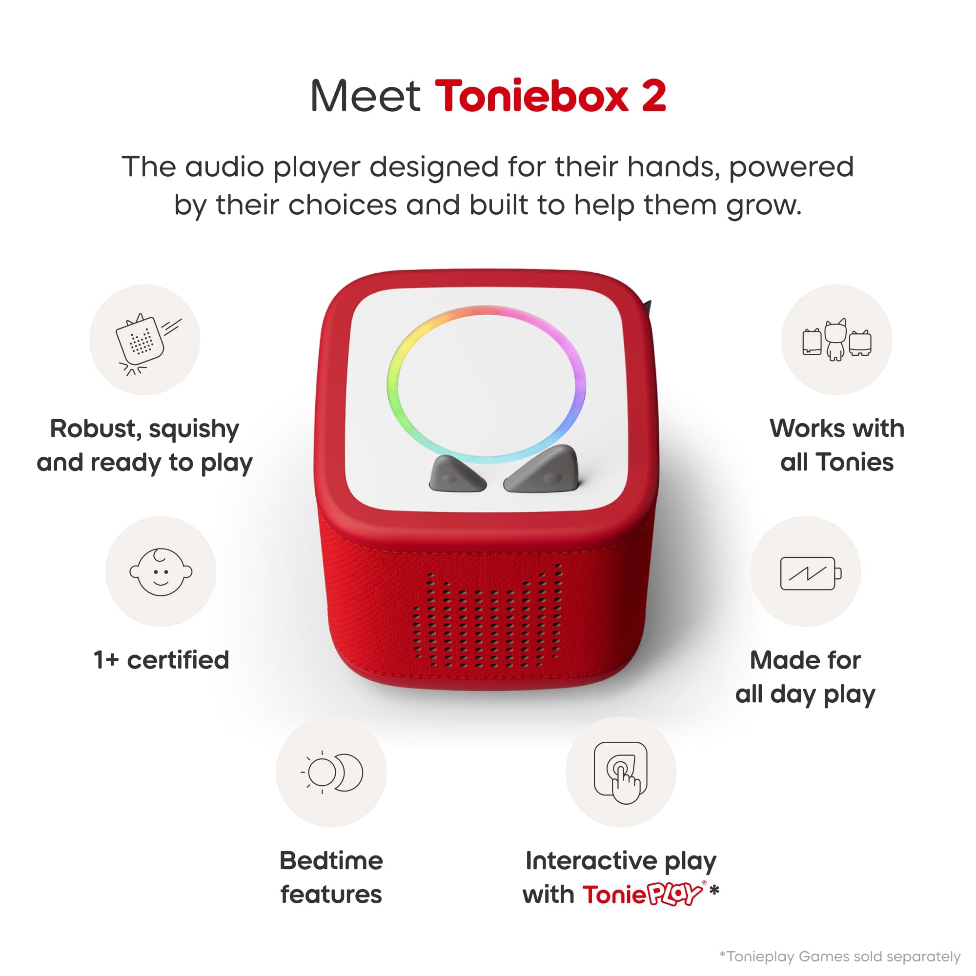 TONIES Sunset Red Toniebox 2 Starter Set with Creative Tonie 4251192163844