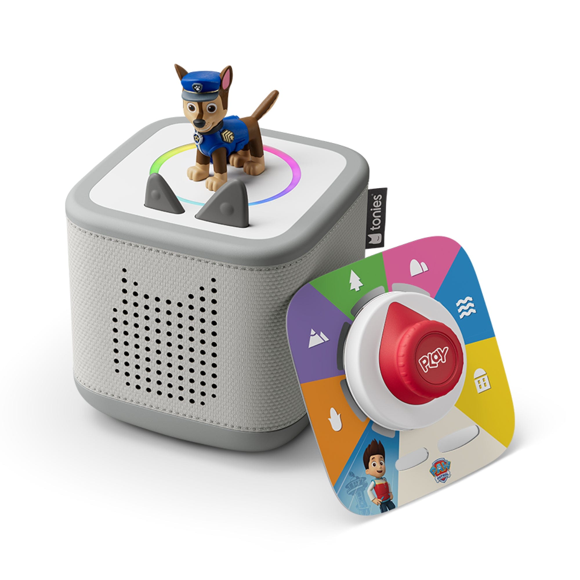 Tonies Toniebox 2 Play Set Moon Grey with Paw Patrol Chase, Game and Controller 4251192172365