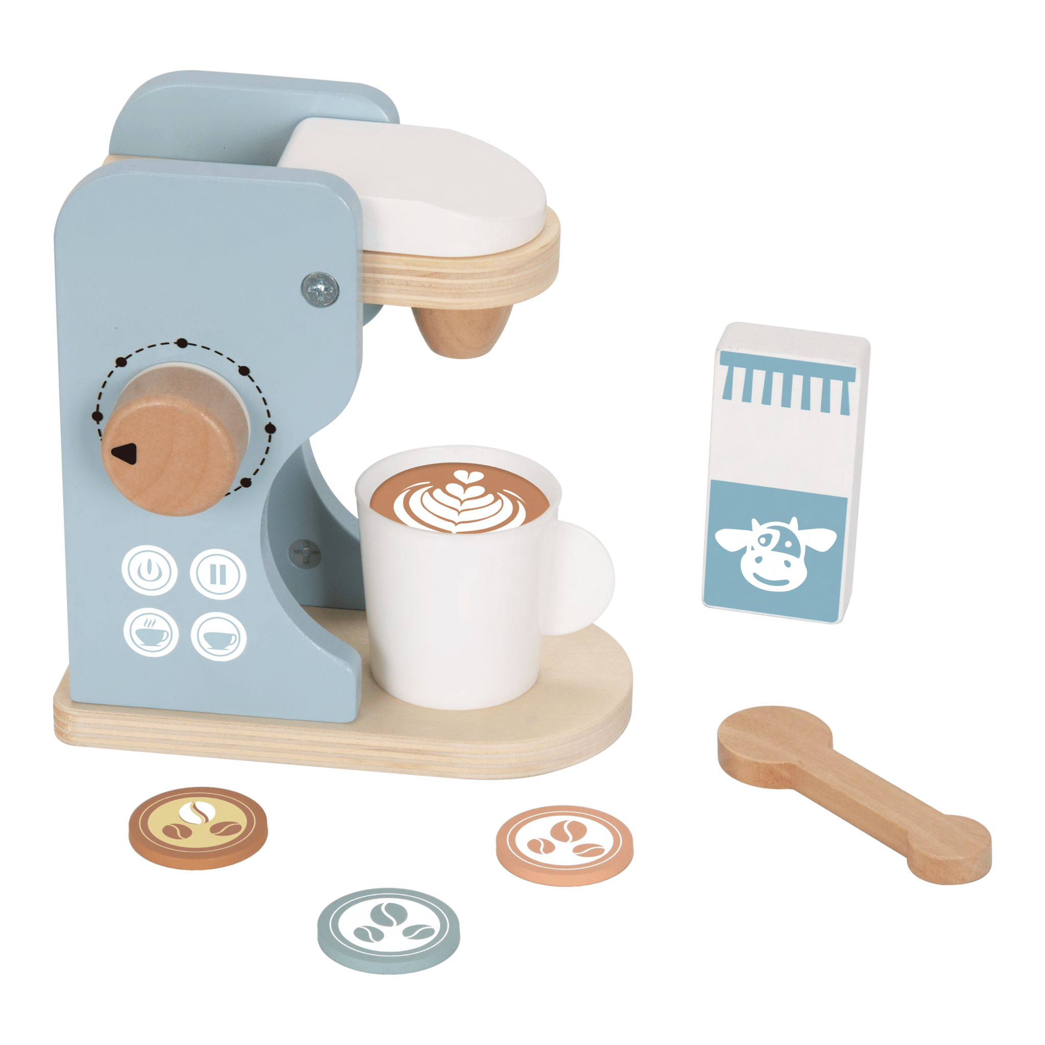 Hi Pando Wooden Coffee Maker Pretend Play Set – 8 Pieces