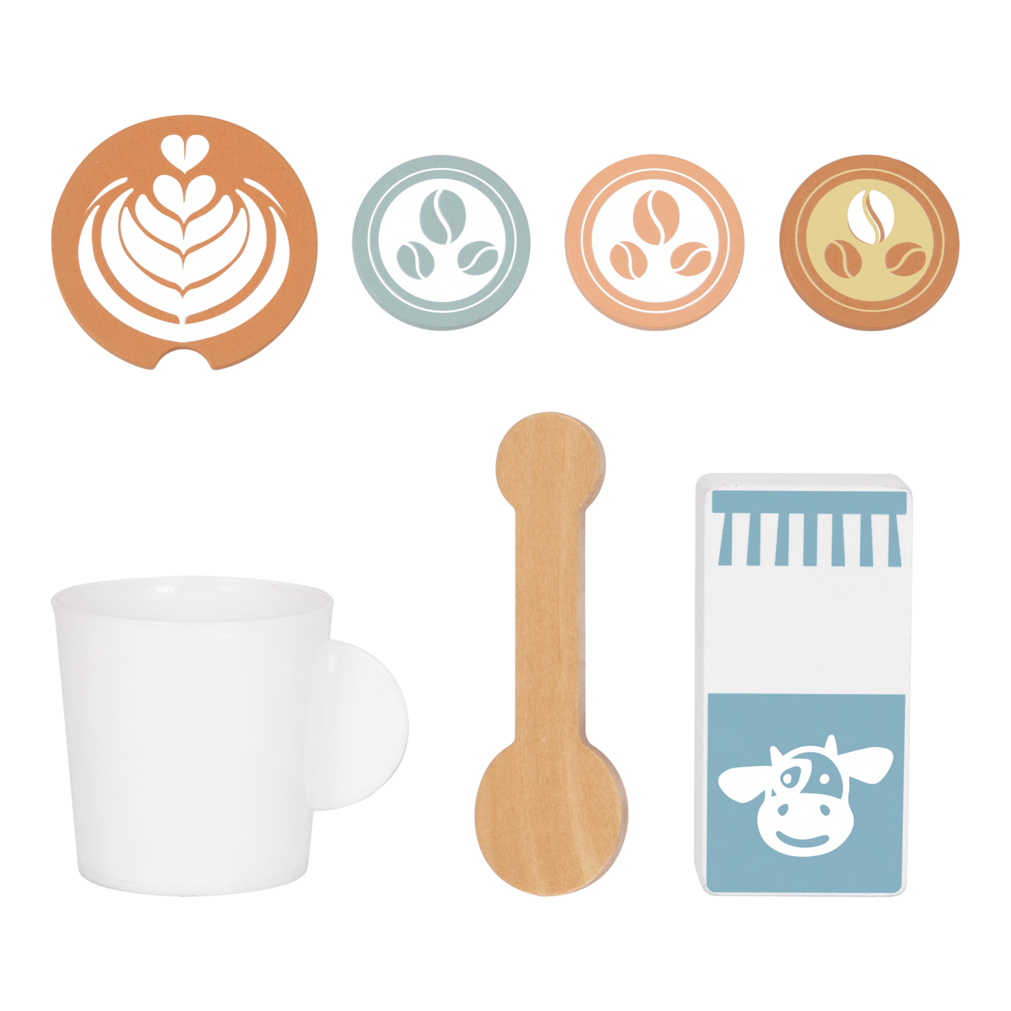 Hi Pando Wooden Coffee Maker Pretend Play Set – 8 Pieces