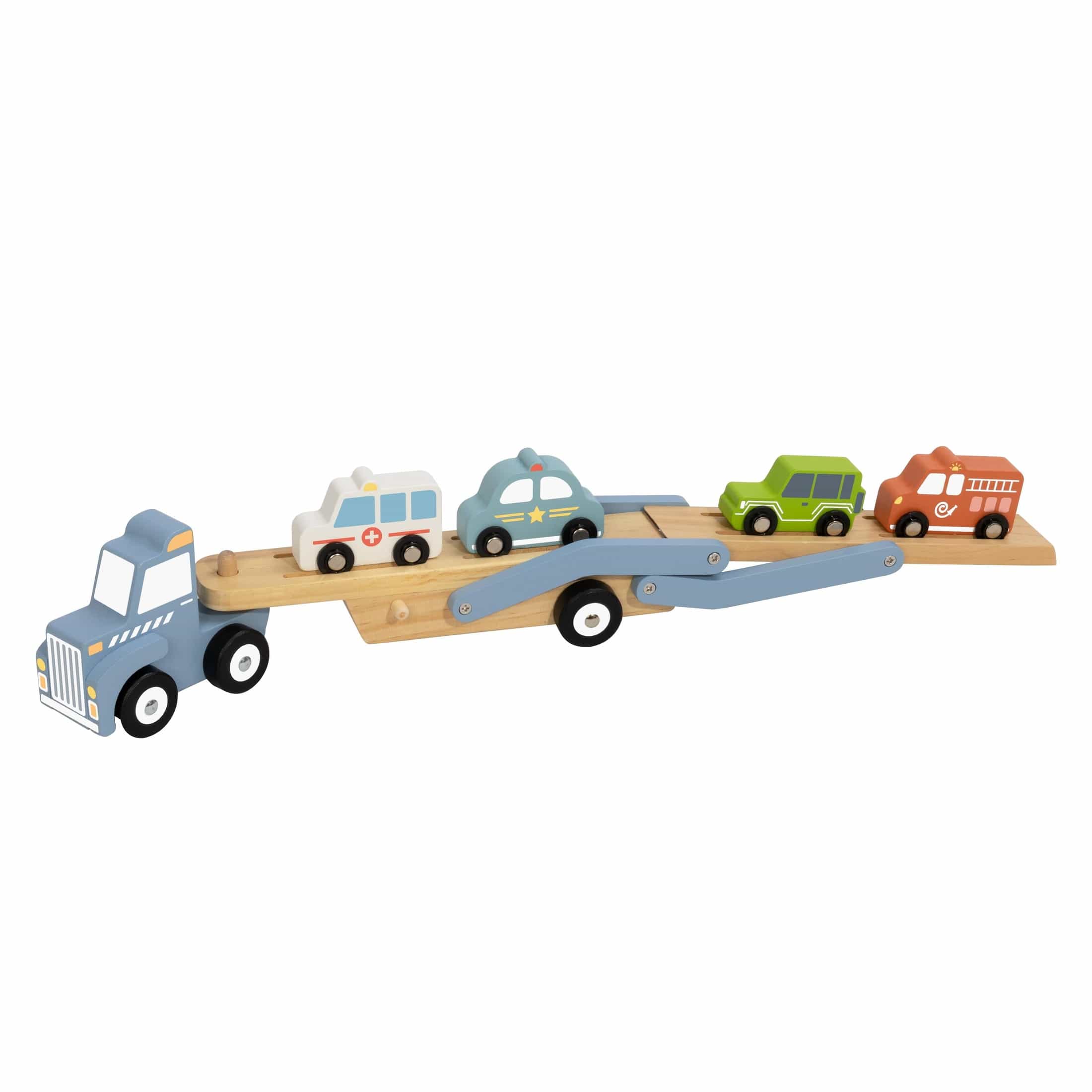 Tooky Toy Wooden Car Carrier with 3 Vehicles