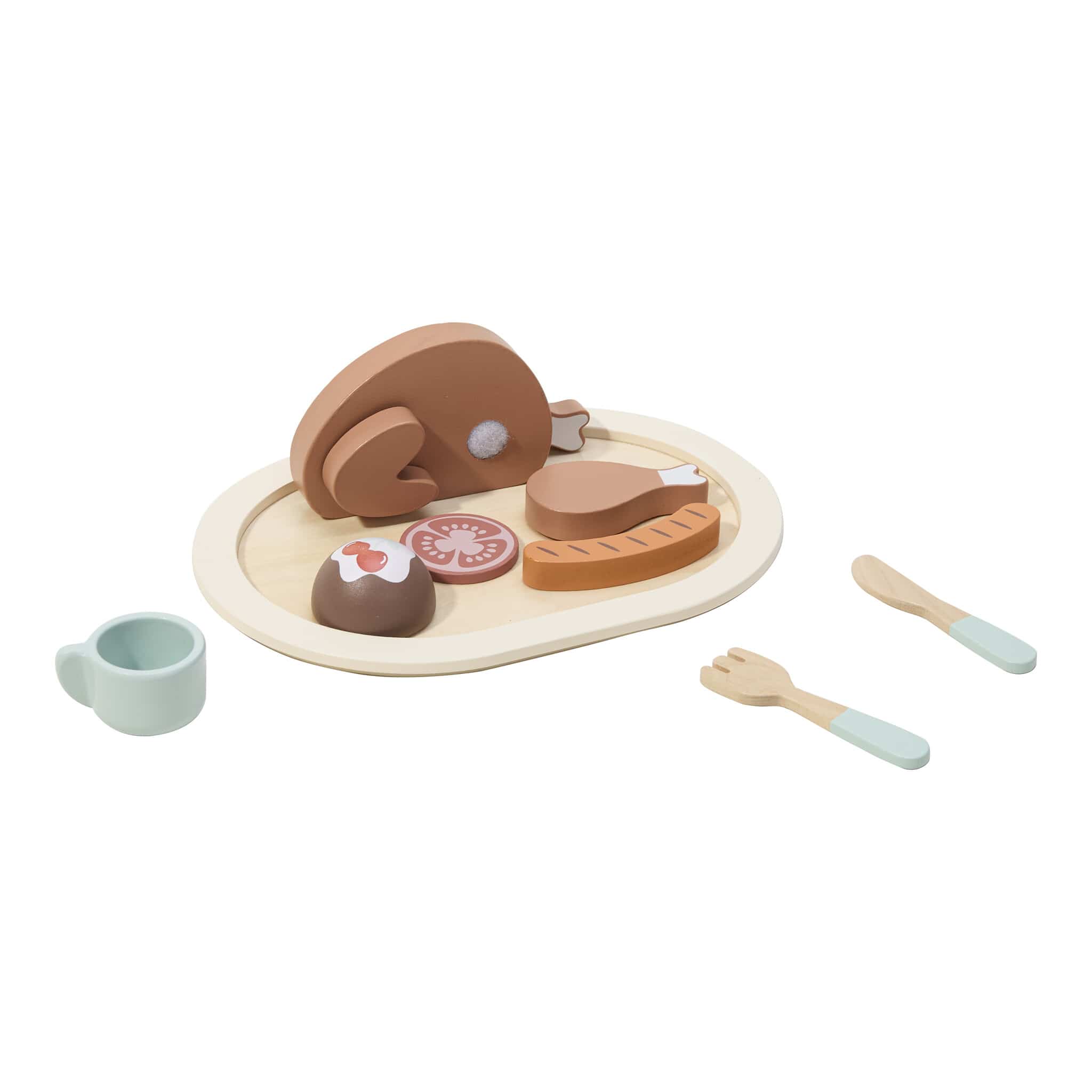 Tooky Toy Wooden Dinner Set Pretend Play Food and Tableware
