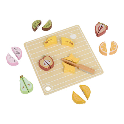 Tooky Toy Wooden Fruit Cutting Set with Board and Knife