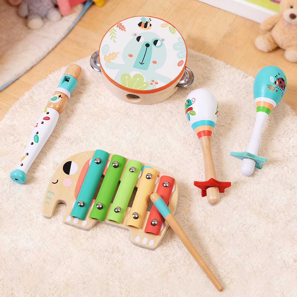 Tooky Toy Wooden Musical Instrument Set – 6 Pieces