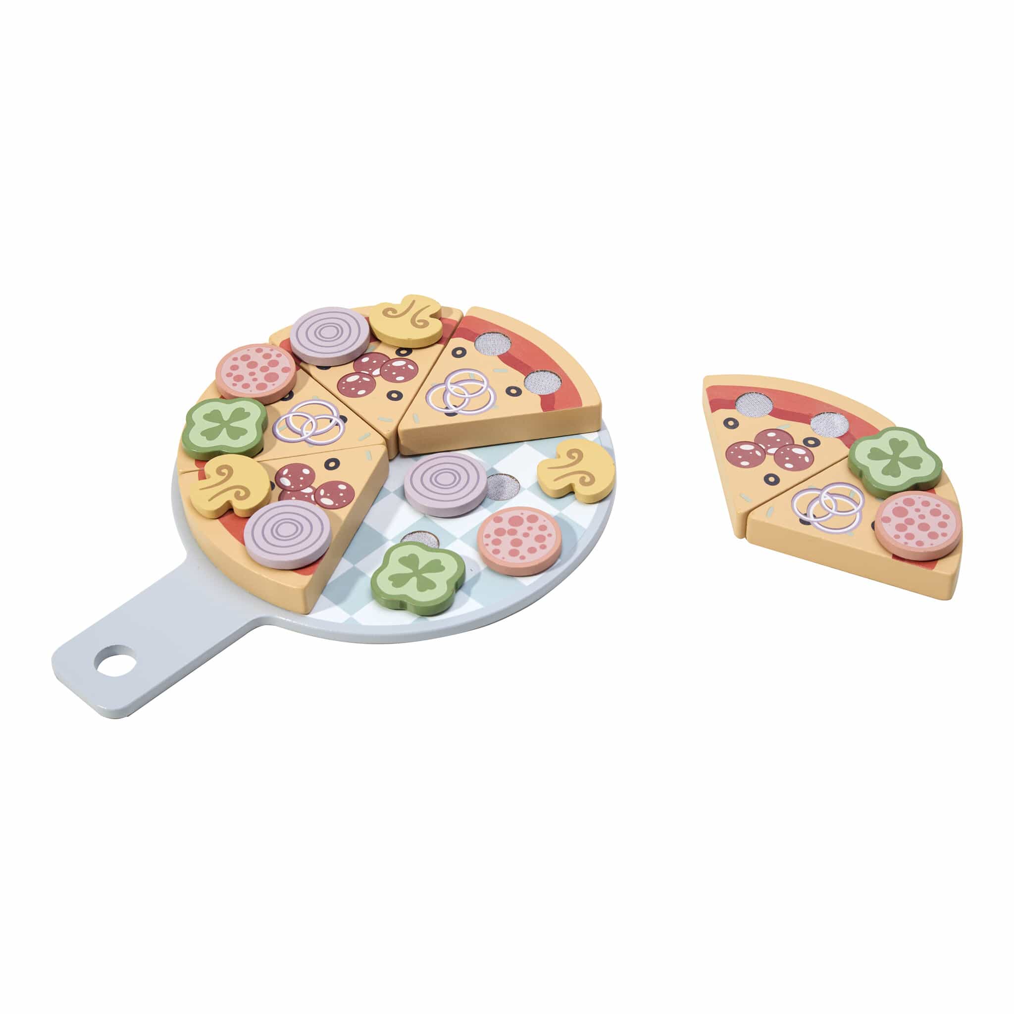 Tooky Toy Wooden Pizza Set with Removable Toppings