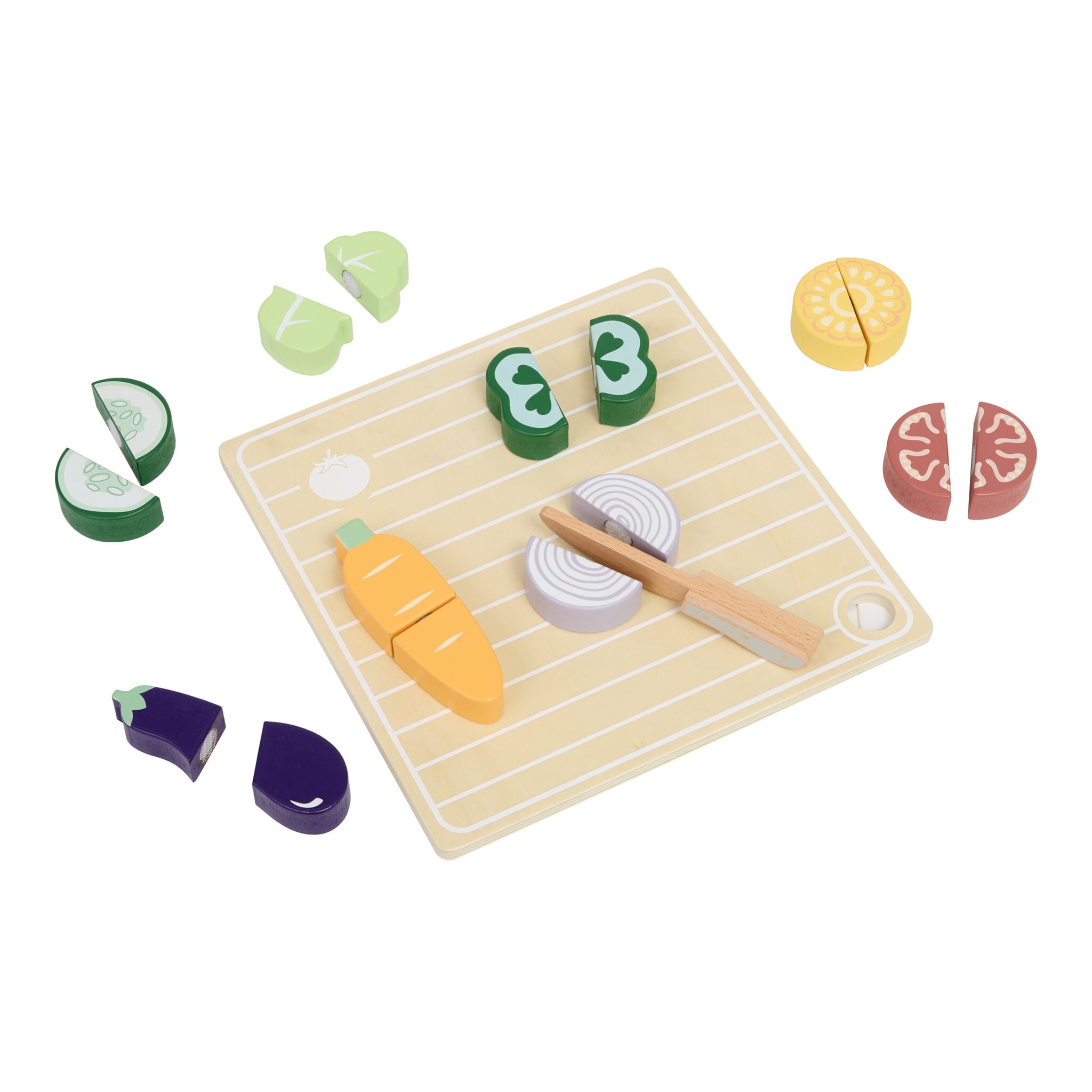 Tooky Toy Wooden Play Cutting Vegetables Set