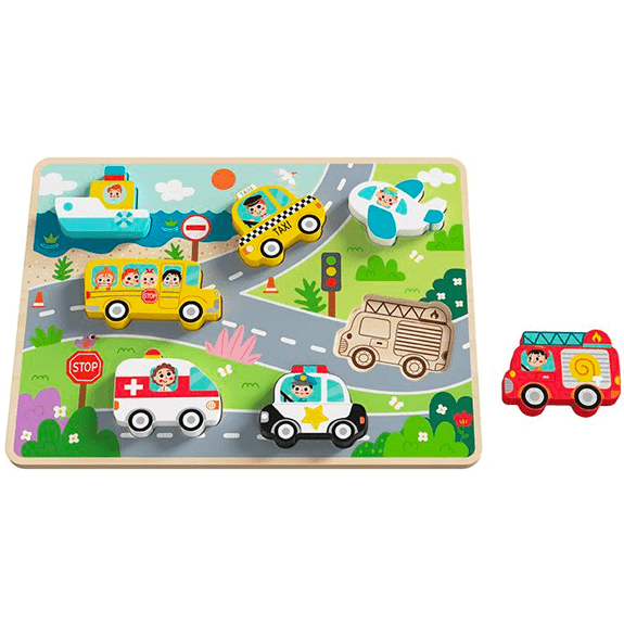 Tooky Toy's Wooden 6 Piece Chunky Puzzle - Transportation 6972633372882