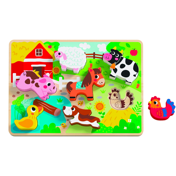 Tooky Toy's Wooden 7 Piece Chunky Farm Puzzle 6972633372905