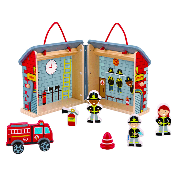 Tooky Toy's Wooden Foldable Fire Station 6972633374527