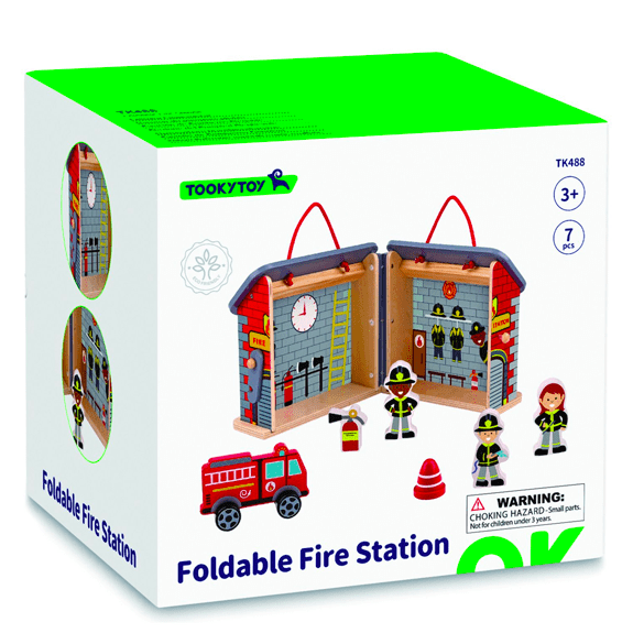 Tooky Toy's Wooden Foldable Fire Station 6972633374527