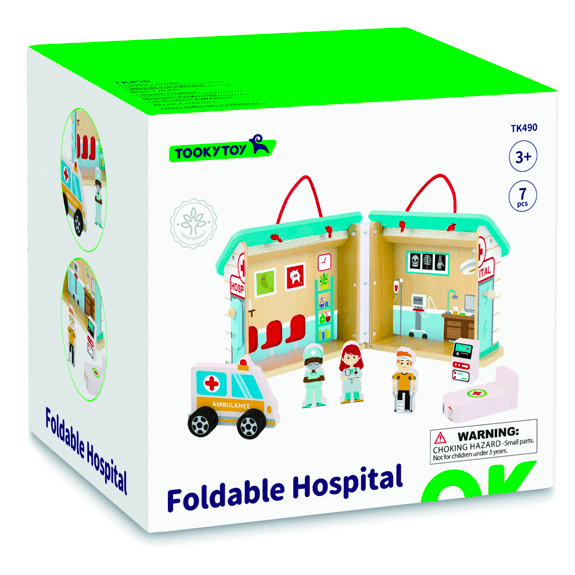 Tooky Toy's Wooden Foldable Hospital 6972633374541
