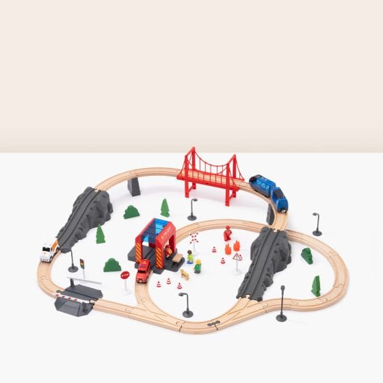 Tooky Toy - Wooden Fire Rescue Train Set 6972633373322