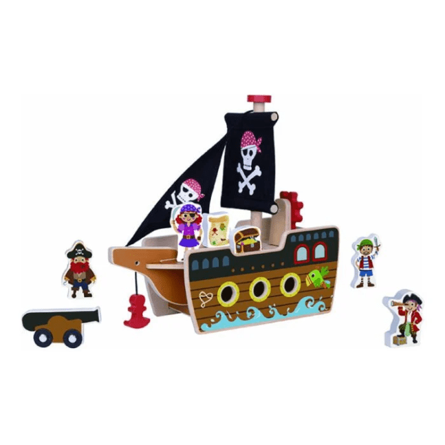 Tooky Toy - Wooden Pirate Ship 6972633377894